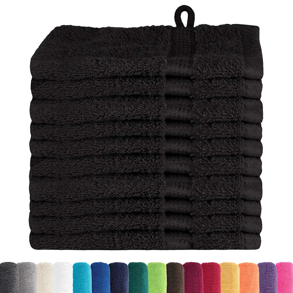 vidaXL Panni per il viso SOLUND 10 pcs Nero Cotone