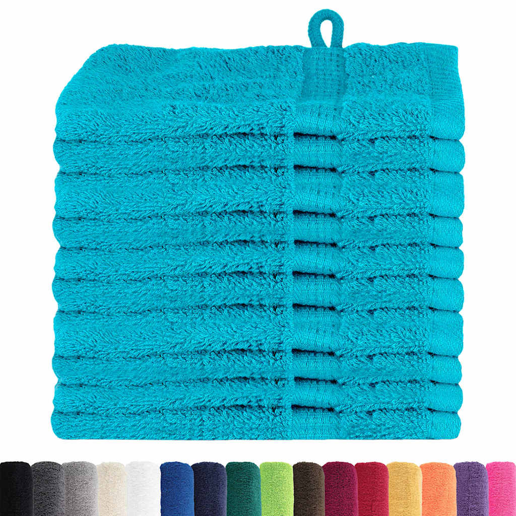 vidaXL Panni per il viso SOLUND 10 pcs Turchese Cotone