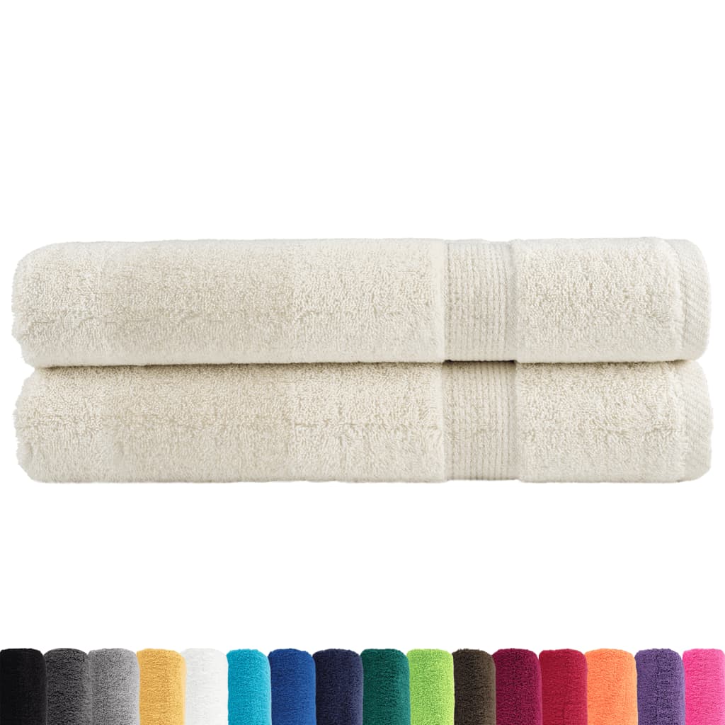 vidaXL Asciugamani Premium SOLUND 2 pz Crema 100x200 cm 600 g/m²