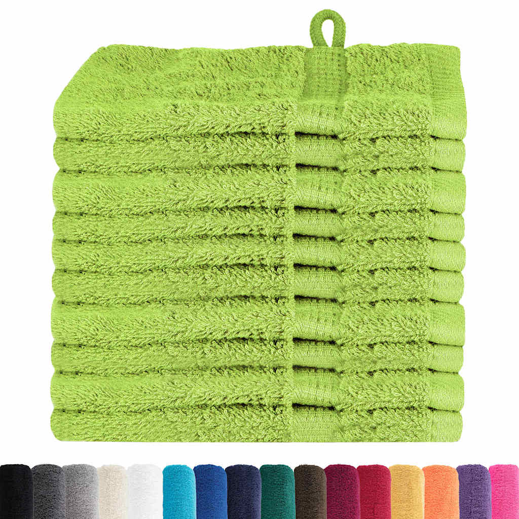 vidaXL Panni per il viso SOLUND 10 pcs Mela verde Cotone