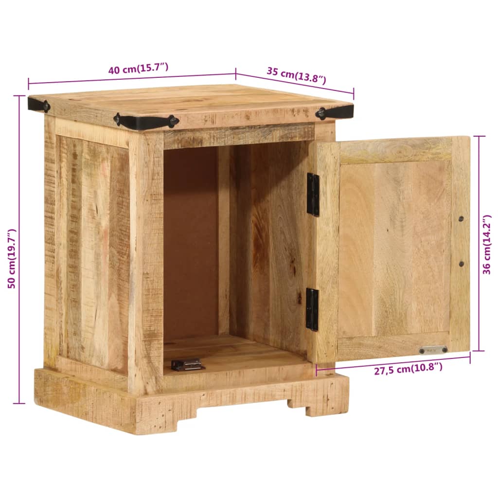 Comodino-Tavolino da notte 40x35x50 cm in Legno Massello di Mango