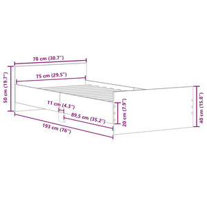 Giroletto senza Materasso Rovere Fumo 75x190 cm in Truciolato 835950