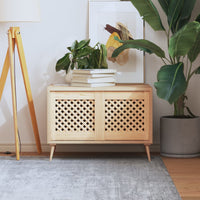 Ante con Design a Reticolo 2 pz 39,5x39,5 cm in Legno di Pino 372787