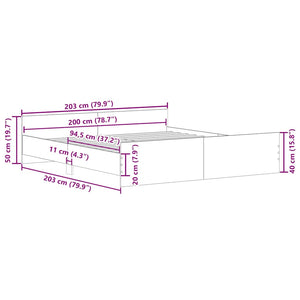 Giroletto con Testiera e Pediera Nero 200x200 cm 3203734