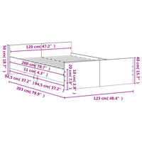 Giroletto con Testiera e Pediera Grigio Cemento 120x200 cm 3203743