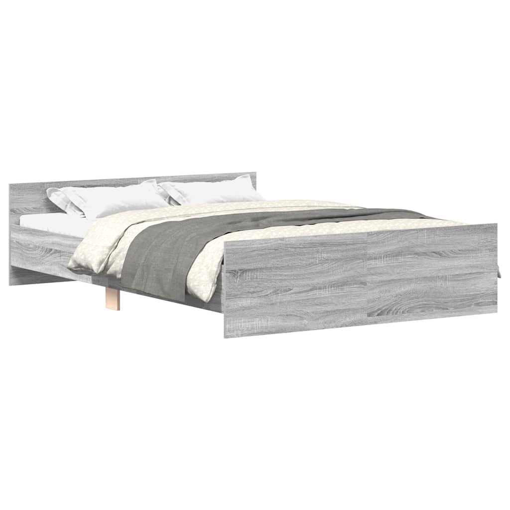 Giroletto con Testiera e Pediera-Struttura Letto Grigio Sonoma 140x200 cm