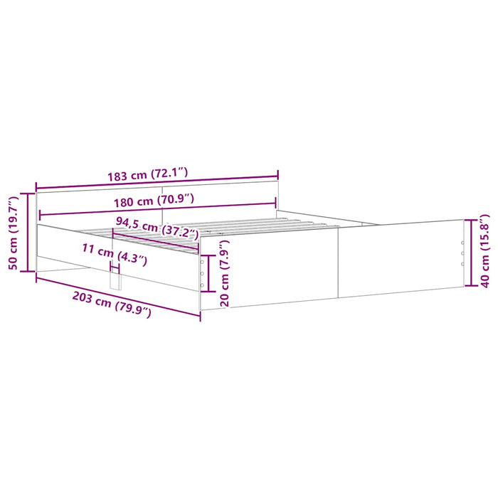 Giroletto con Testiera e Pediera Bianco 180x200 cm 3203768
