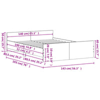 Giroletto con Testiera e Pediera Nero 140x190 cm 3203783