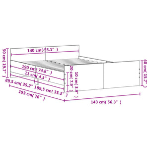 Giroletto con Testiera e Pediera Nero 140x190 cm 3203783