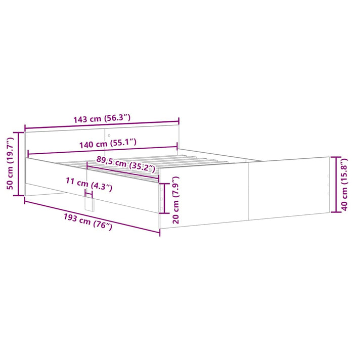 Giroletto con Testiera e Pediera Rovere Fumo 140x190 cm 3203786