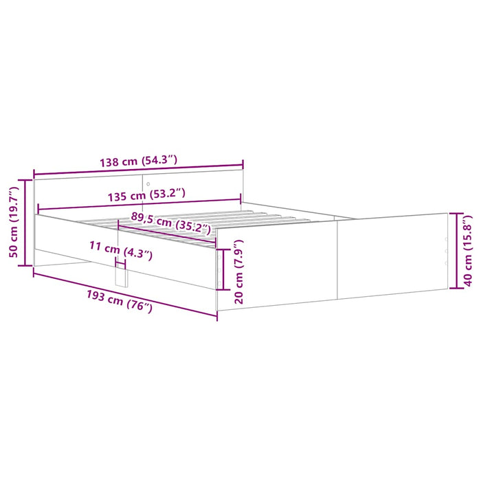 Giroletto con Testiera e Pediera Nero 135x190 cm 3203790