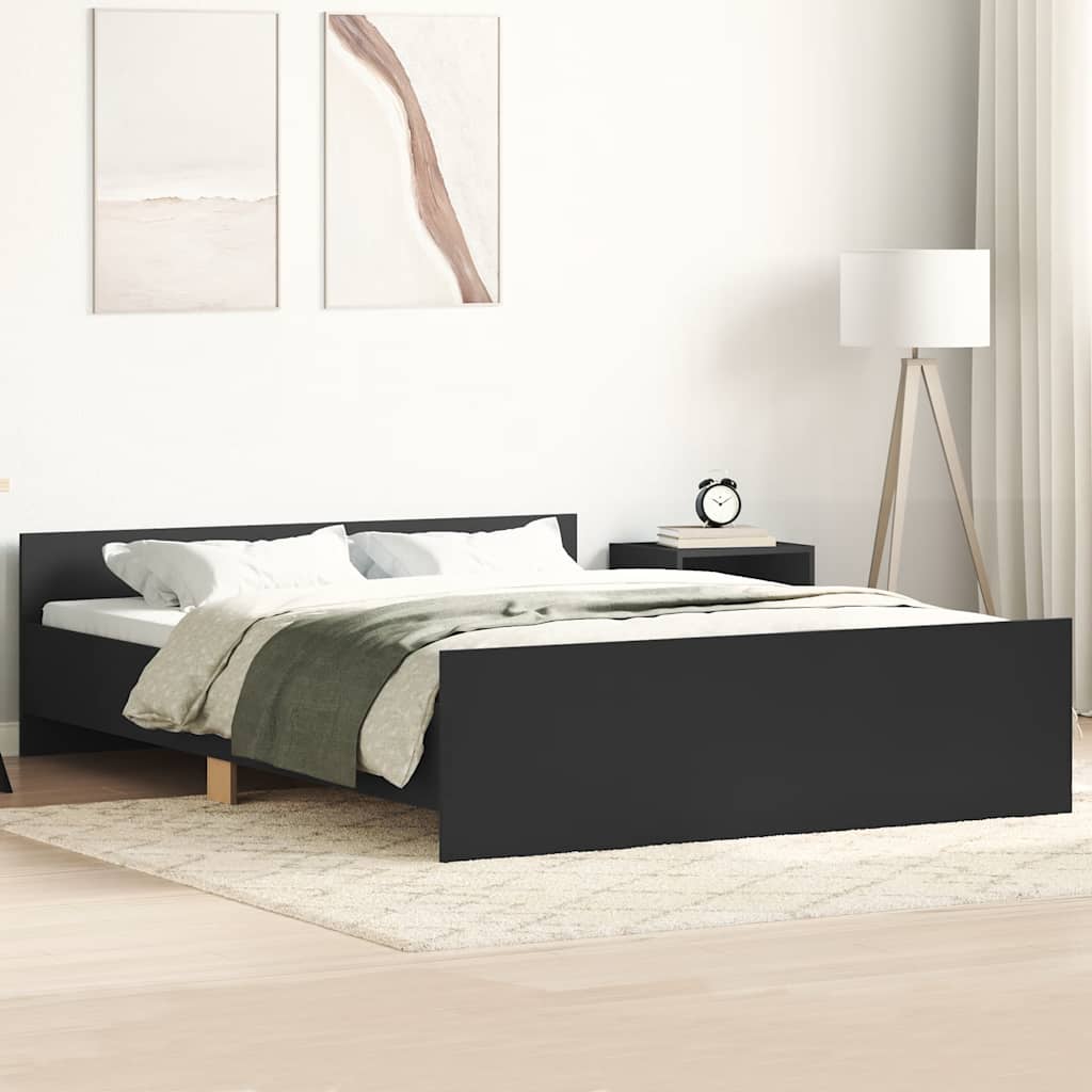 Giroletto con Testiera e Pediera-Struttura Letto Nero 135x190 cm