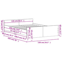 Giroletto con Testiera e Pediera Grigio Cemento 135x190 cm 3203792