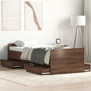 Giroletto con Testiera e Pediera-Struttura Letto Rovere Marrone 90x200 cm