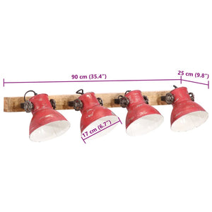 vidaXL Lampada a Parete 25 W Rosso Anticato 90x25 cm E27