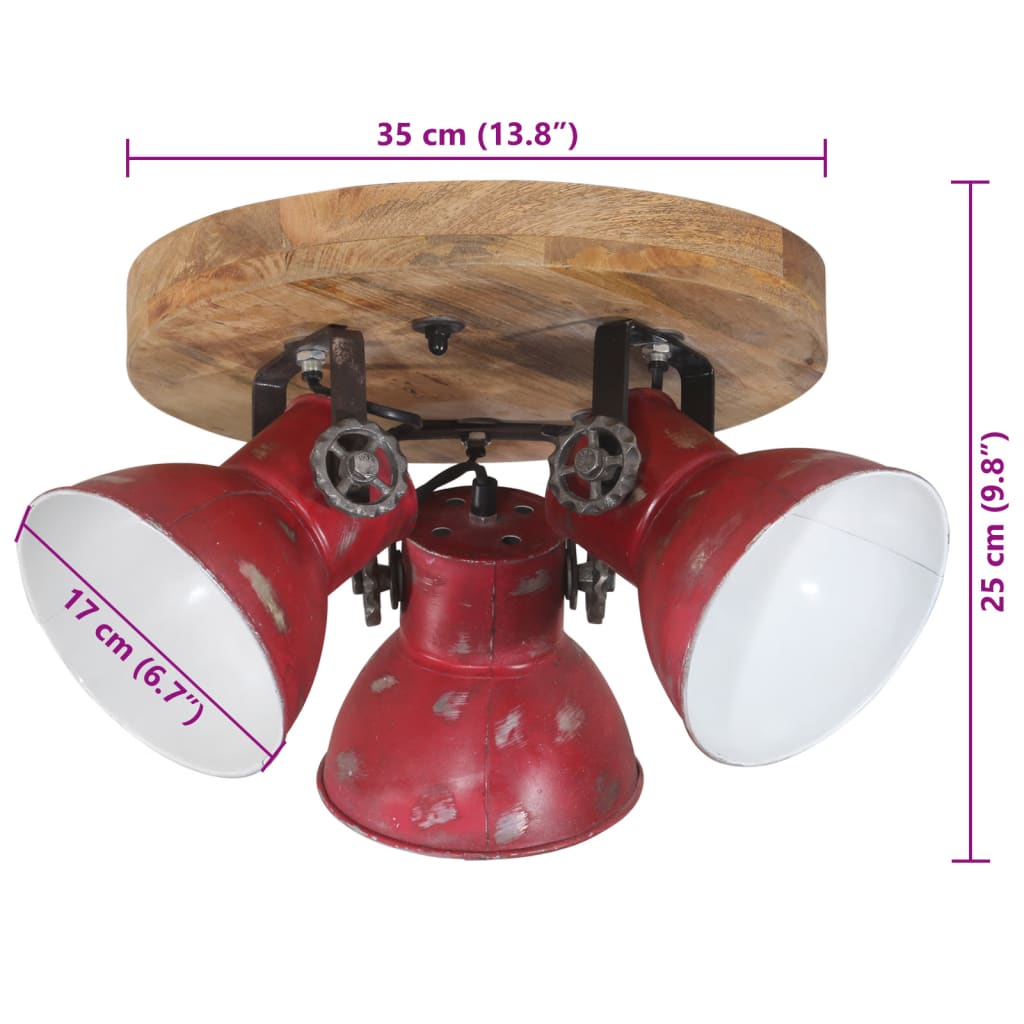 Lampada da Soffitto 25 W Rosso Anticato 35x35x25 cm E27 371828