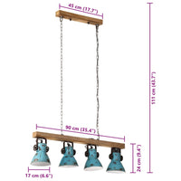 Lampada da Soffitto 25 W Blu Anticato 90x24x111 cm E27 371836