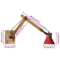 Lampada a Parete 25 W Rosso Anticato 96x15x20 cm E27 371843