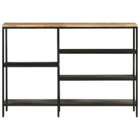 Tavolo Consolle 110x30x75cm Legno Massello Mango Grezzo e Ferro