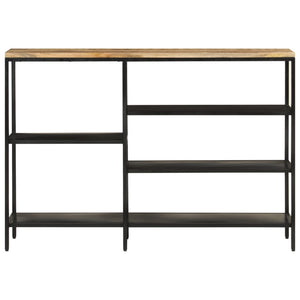 Tavolo Consolle 110x30x75cm Legno Massello Mango Grezzo e Ferro