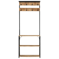 Appendiabiti con Scarpiera 68x30x182 cm Massello Mango Grezzo 372737