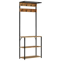 Appendiabiti con Scarpiera 68x30x182 cm Massello Mango Grezzo 372737