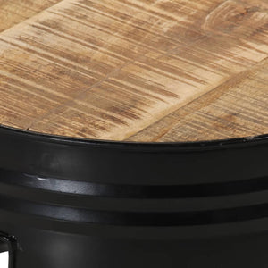 Tavoli da Bar a Tamburo 3pz in Legno Massello Grezzo di Mango 358933