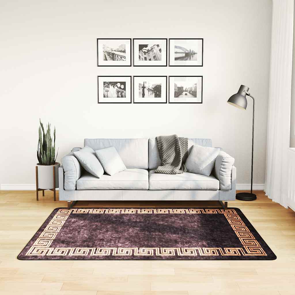 Tappeto Lavabile Nero e Oro 120x170 cm Antiscivolo 373982