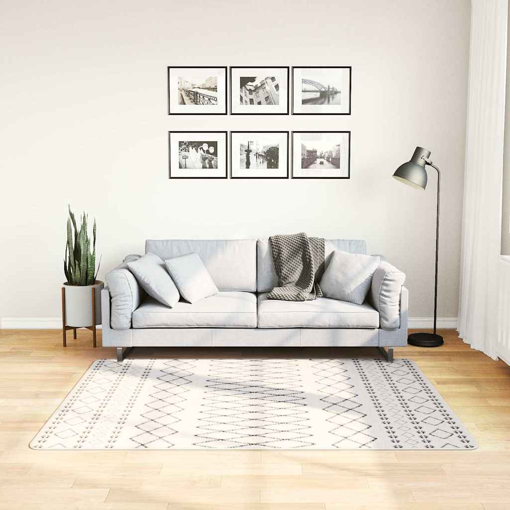 Tappeto Lavabile Nero e Bianco 120x170 cm Antiscivolo