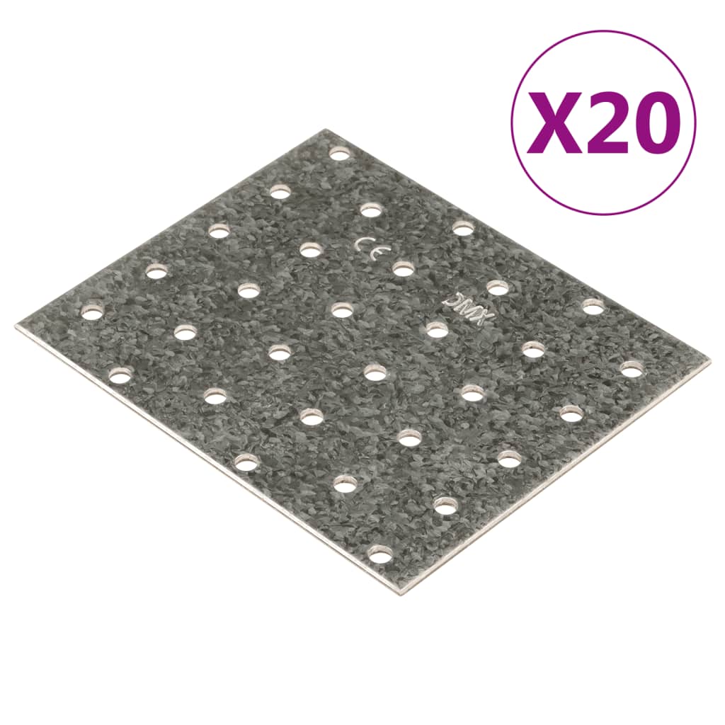 Piastre Forate 20 pz 2 mm 120x100 mm Acciaio Zincatocod mxl 83318