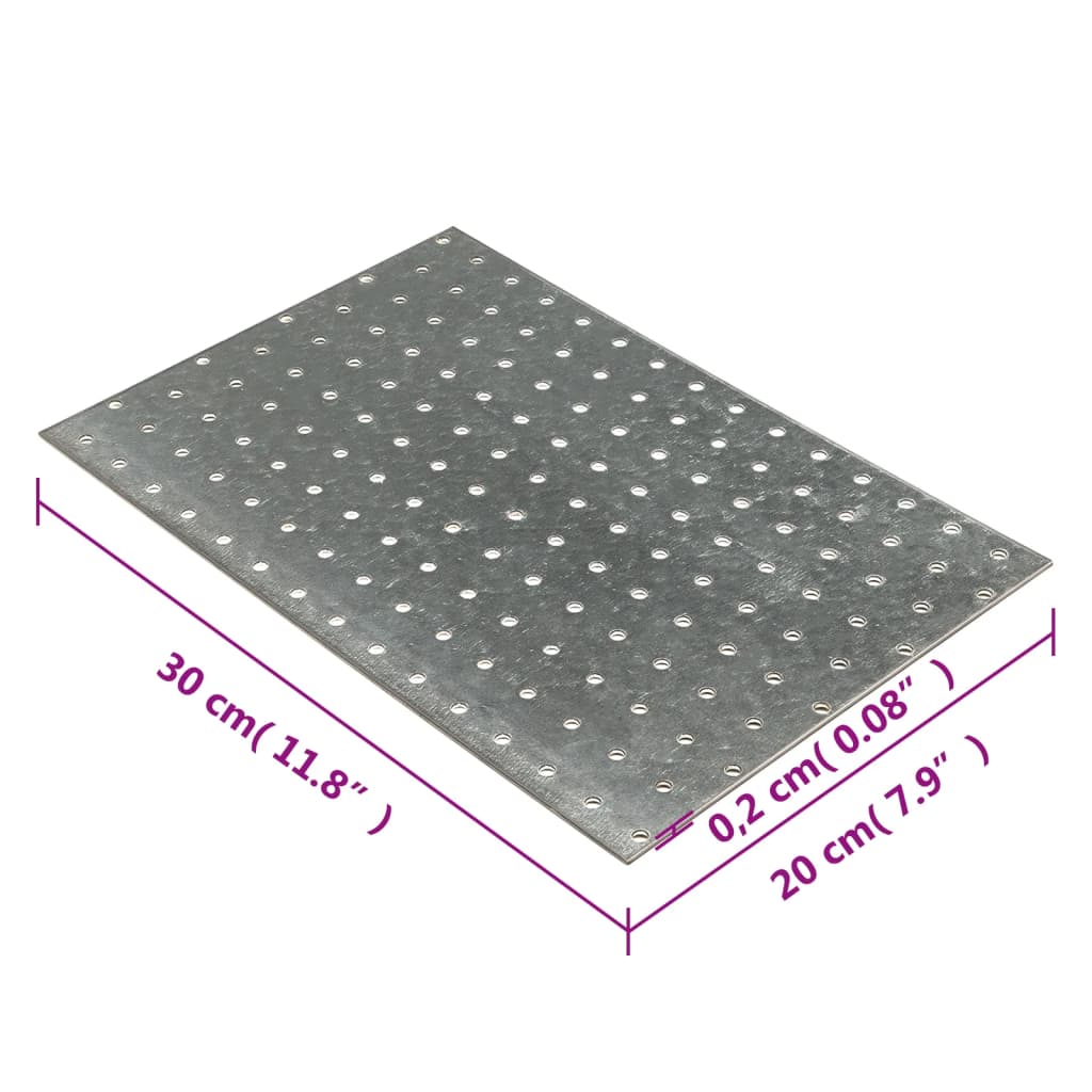 Piastre Forate 20 pz 2 mm 300x200 mm Acciaio Zincato 155551
