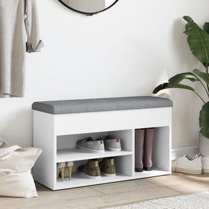 Panca Scarpiera Bianca 82x32x45,5 cm in Legno Massello 835026
