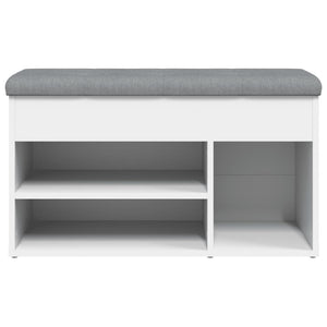 Panca Scarpiera Bianca 82x32x45,5 cm in Legno Massello 835026