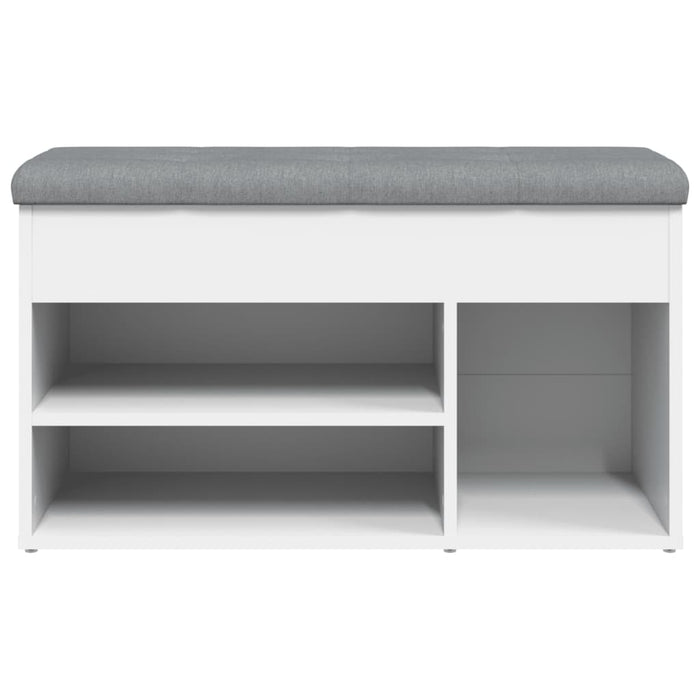Panca Scarpiera Bianca 82x32x45,5 cm in Legno Massello 835026