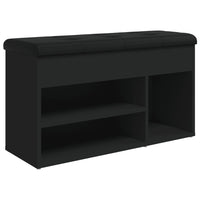Panca Porta Scarpe Nera 82x32x45,5 cm in Legno Multistrato 835027