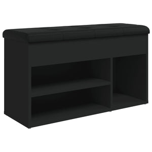 Panca Porta Scarpe Nera 82x32x45,5 cm in Legno Multistrato 835027