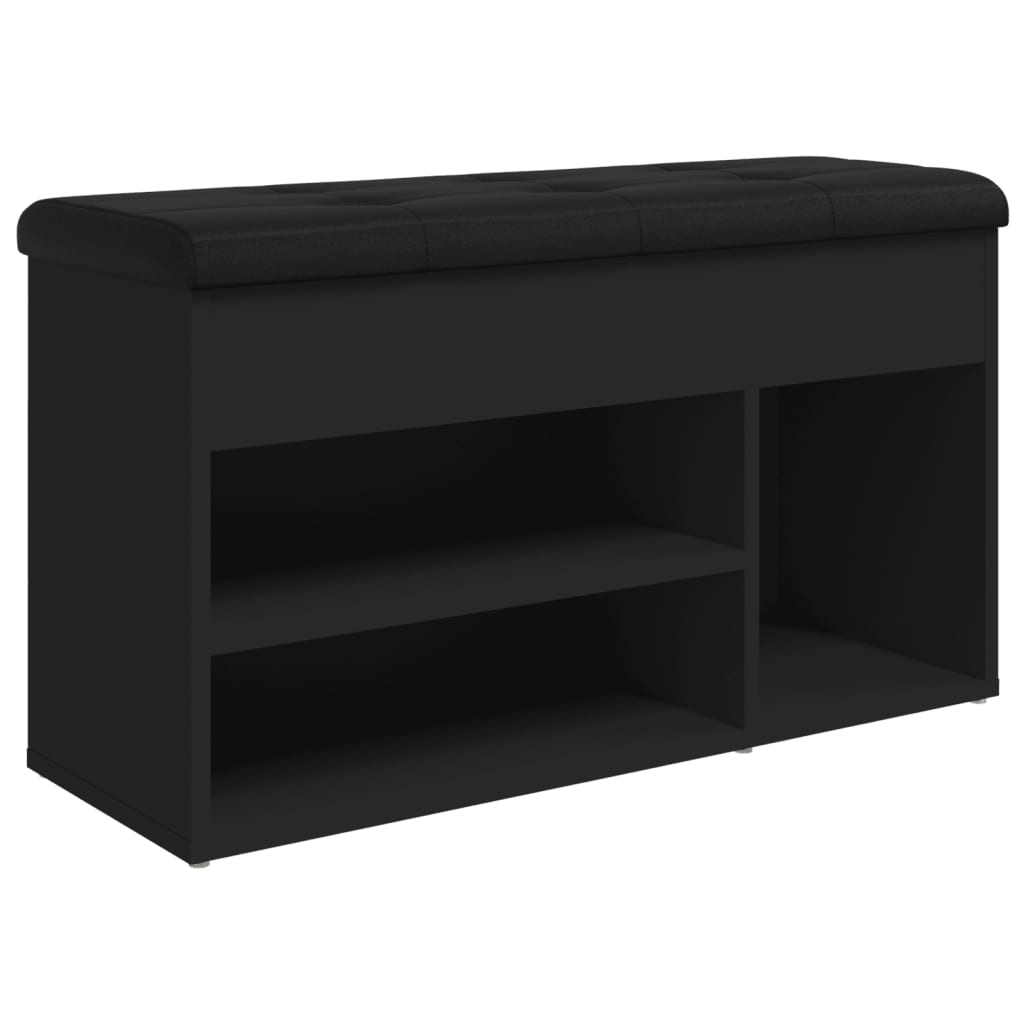 vidaXL Panca Porta Scarpe Nera 82x32x45,5 cm in Legno Multistrato