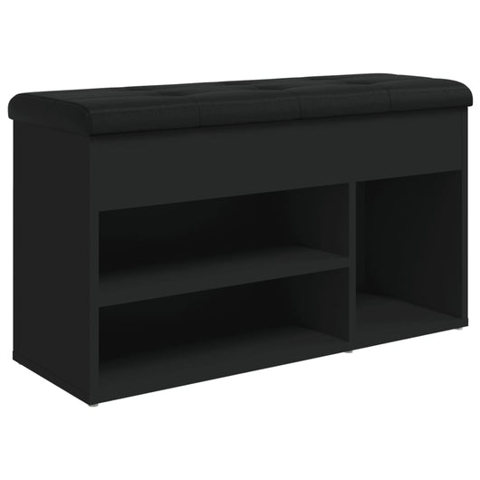 vidaXL Panca Porta Scarpe Nera 82x32x45,5 cm in Legno Multistrato