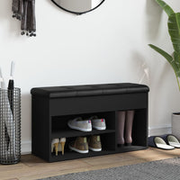 Panca Porta Scarpe Nera 82x32x45,5 cm in Legno Multistrato 835027