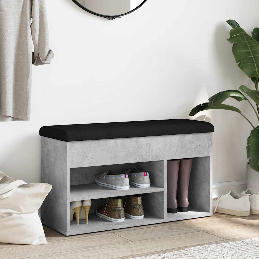 Panca per Scarpe Grigio Cemento 82x32x45,5cm Legno Multistrato 835029