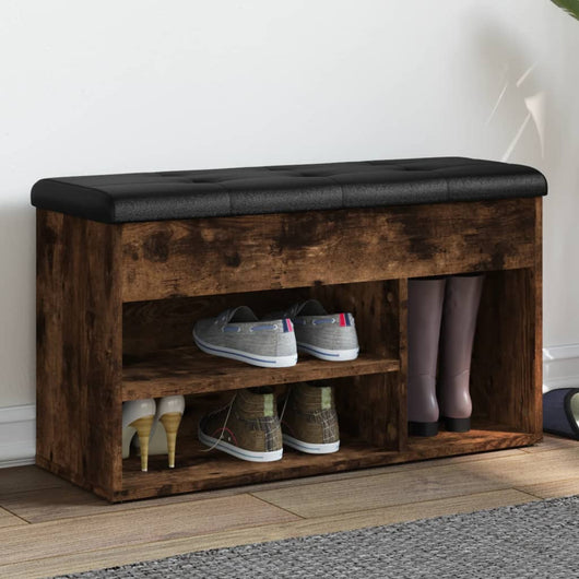 Panca Porta Scarpe Rovere Fumo 82x32x45,5 cm Legno Multistratocod mxl 109629