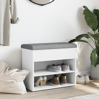 Panca Porta Scarpe Bianca 62x32x50 cm in Legno Multistrato