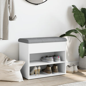 Panca Scarpiera Bianca 62x32x50 cm in Legno Massello di Argilla 835096