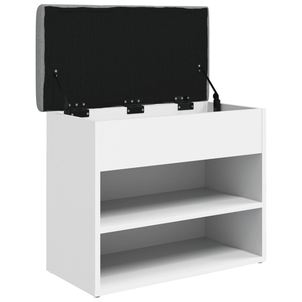 Panca Scarpiera Bianca 62x32x50 cm in Legno Massello di Argilla 835096