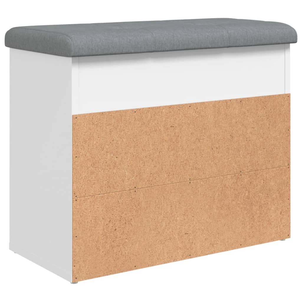 Panca Scarpiera Bianca 62x32x50 cm in Legno Massello di Argilla 835096