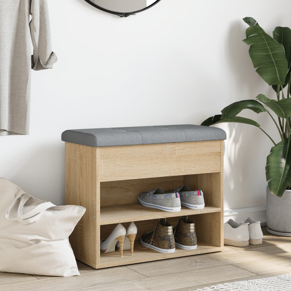 Panca Porta Scarpe Rovere Sonoma 62x32x50 cm Legno Multistrato 835098