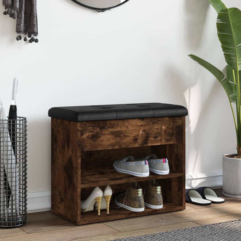 Panca Porta Scarpe Rovere Fumo 62x32x50 cm Legno Multistrato 835100