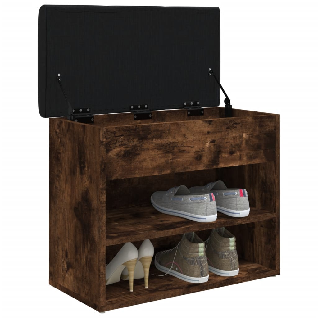 Panca Porta Scarpe Rovere Fumo 62x32x50 cm Legno Multistrato 835100