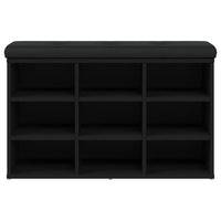 Panca Porta Scarpe Nera 82x32x50 cm in Legno Multistrato