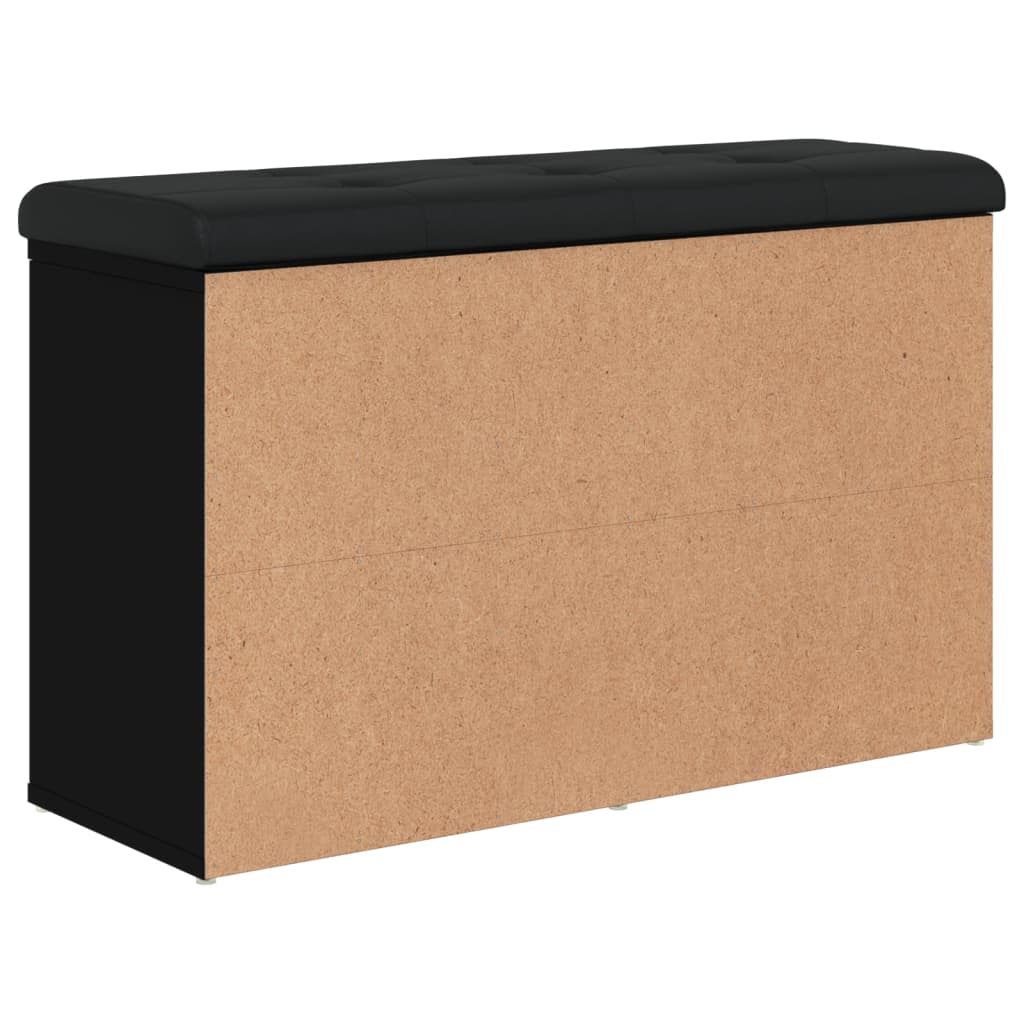 Panca Porta Scarpe Nera 82x32x50 cm in Legno Multistrato 835104